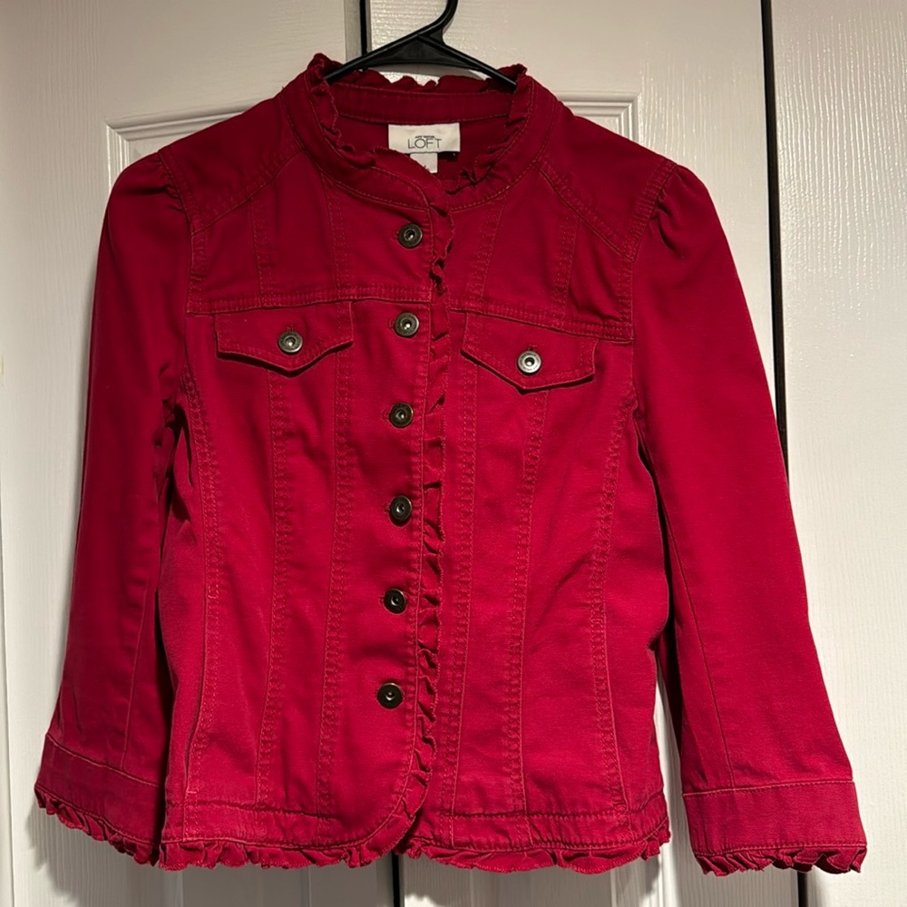 Ann Taylor LOFT Red Jacket Blazer Work Business Casual Size 4 Small